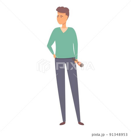 Boy reporter icon cartoon vector. News press. Studio talk 91348953