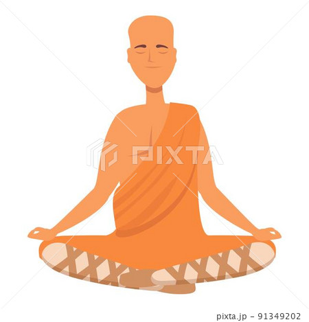 Lotus monk icon cartoon vector. Buddhist man. Meditate indian 91349202