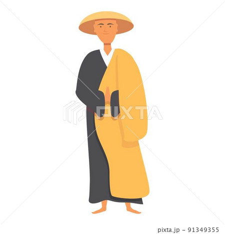 Asian monk icon cartoon vector. Priest man. Meditation sitting 91349355