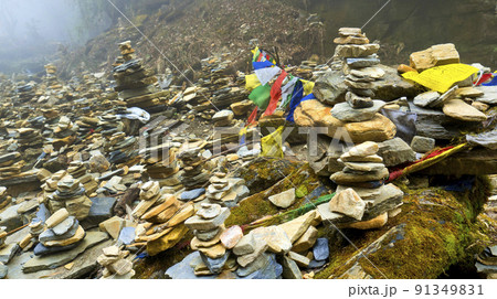 River Stacked Stones, Annapurna Conservation Area, Himalaya, Nepal River Stacked Stones, Annapurna Conservation Area, Himalaya, Nepal 91349831