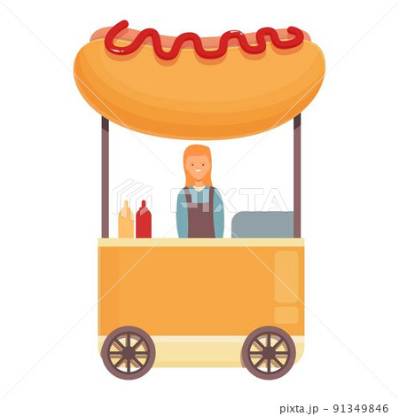 Hot dog icon, cartoon style Stock Vector