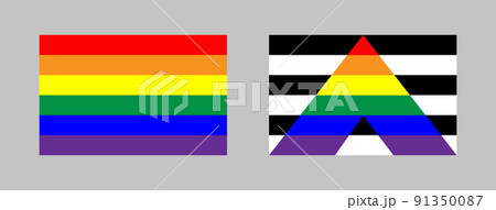 Straight Ally and LGBTQ pride flags in vector isolated 91350087