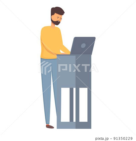 Laptop system administrator icon cartoon vector. Computer server. Engineer network 91350229