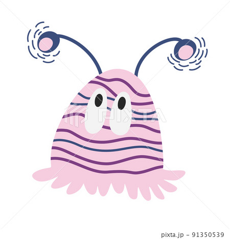 Monster. Cute space monster for kids and toys. Funny bright character in a hand-drawn cartoon doodle style. Ideal for packaging games, puzzles, mazes. Vector cartoon illustrations Monster. Cute space monster for kids and toys. Funny bright character in a hand-drawn cartoon doodle style. Ideal for packaging games, puzzles, mazes. Vector cartoon illustrations 91350539