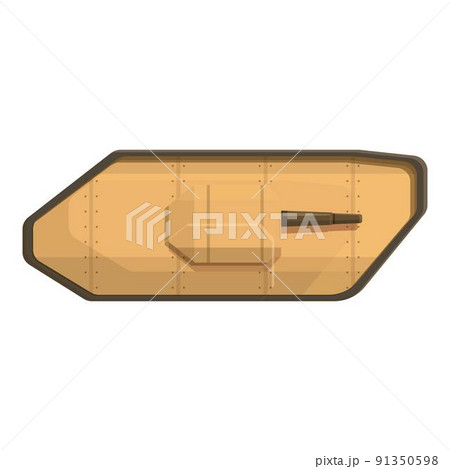 Top view tank icon cartoon vector. Gun vehicle....のイラスト素材 [91350598 ...