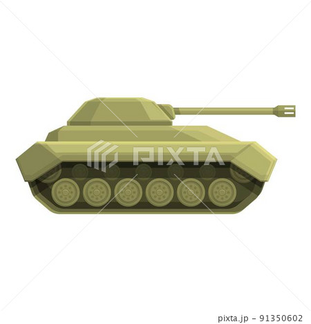 Steel tank icon cartoon vector. Military army. War gun 91350602
