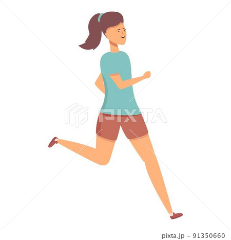 Running girl icon cartoon vector. Sport school. Happy child 91350660