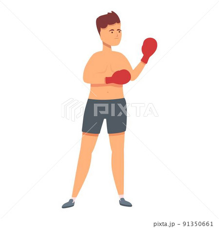 Kid boxing icon cartoon vector. Happy child. Student activity 91350661