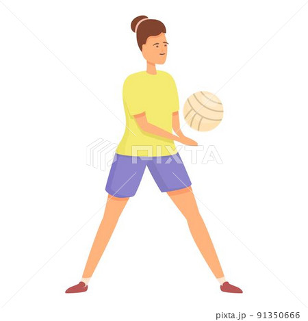Girl play volleyball icon cartoon vector. Sport school. Kid education 91350666