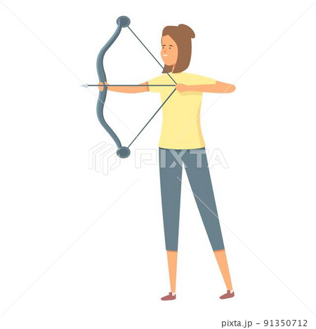 Bow sport icon cartoon vector. School kid. Happy child 91350712