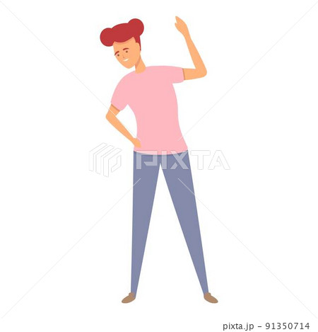 Girl exercise icon cartoon vector. Sport school. Happy girl 91350714