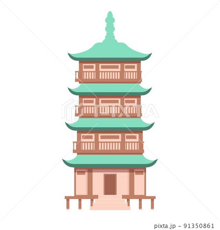 Japanese pagoda icon cartoon vector. Chine building. New year 91350861