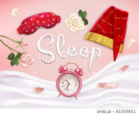Realistic Sleeping Accessories Composition Realistic Sleeping Accessories Composition 91350931
