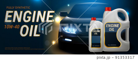 Engine Oil Advertising Realistic Banner 91353317