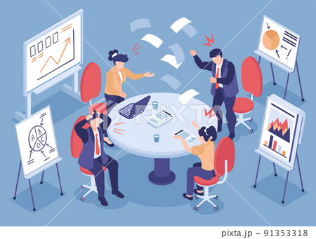 Everyday Stress Isometric Illustration 91353318