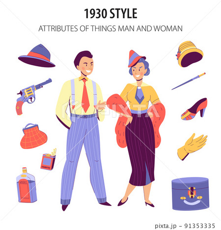 Fashion 1930 Man Woman Fashion 1930 Man Woman 91353335