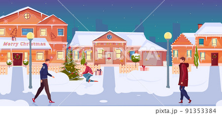 Christmas Houses Illustration Christmas Houses Illustration 91353384