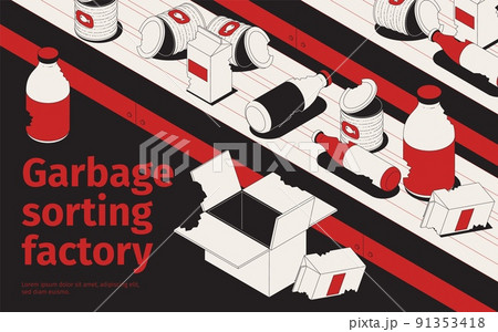 Garbage Sorting Line Background Garbage Sorting Line Background 91353418
