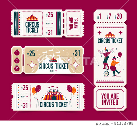 Circus Tickets Realistic Set 91353799