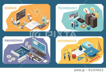 STEM Education Isometric Concept STEM Education Isometric Concept 91354023