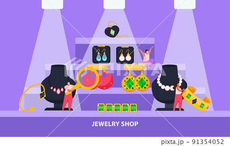 Jewelry Shop Flat Composition Jewelry Shop Flat Composition 91354052