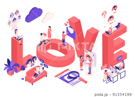 Online Dating Isometric Composition Online Dating Isometric Composition 91354199