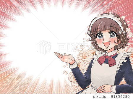 少女漫画風イラスト広告素材・萌え系メイドさんのアイキャッチ 少女漫画風イラスト広告素材・萌え系メイドさんのアイキャッチ 91354280