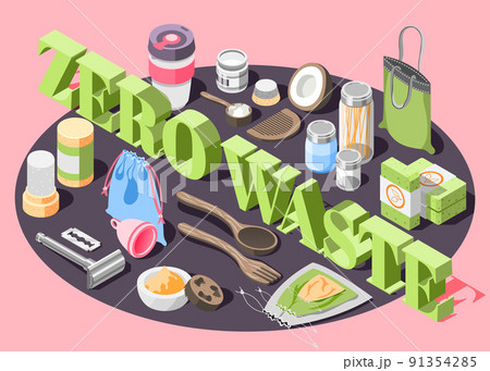 Zero Waste Isometric Composition 91354285
