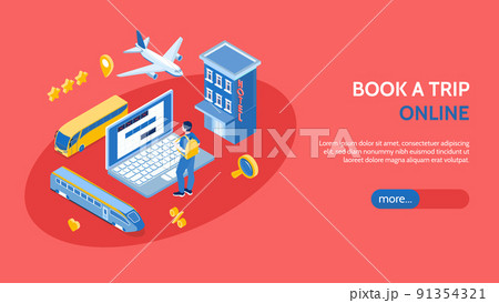 Booking Isometric Horizontal Banner 91354321