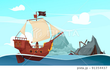 Sailing Pirate Ship Composition 91354437