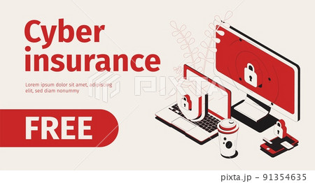Cyber Insurance Isometric Banner 91354635