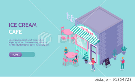 Ice Cream Cafe Banner 91354723