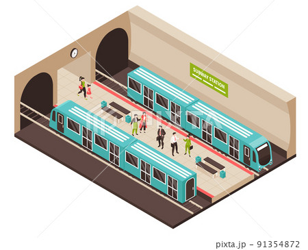 Isometric Metro Station Composition Isometric Metro Station Composition 91354872