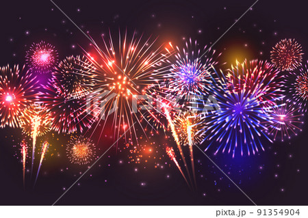 Fireworks Display Border Composition 91354904