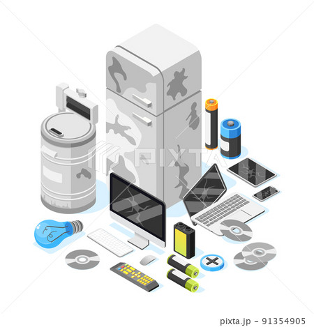 Electronic Garbage Isometric Composition 91354905
