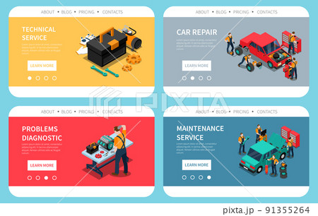 Car Service Isometric Website 91355264