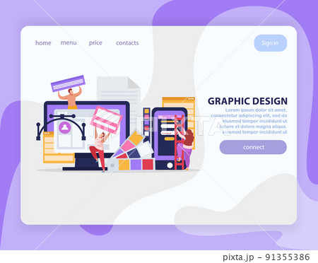 Graphic Design Flat Landing Page Graphic Design Flat Landing Page 91355386