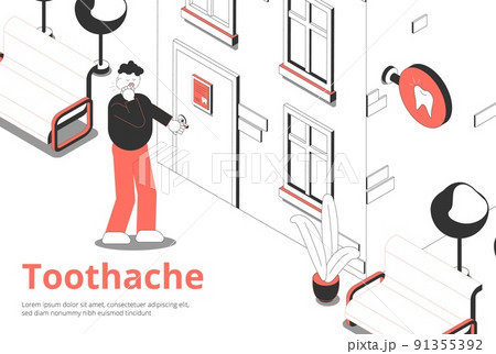 Toothache Dentist Isometric Composition 91355392