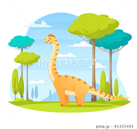 Dinosaurs Wildlife Cartoon Composition 91355495