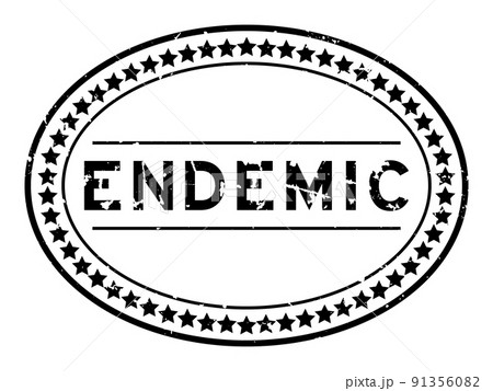 Grunge black endemic word oval rubber seal stamp on white background 91356082