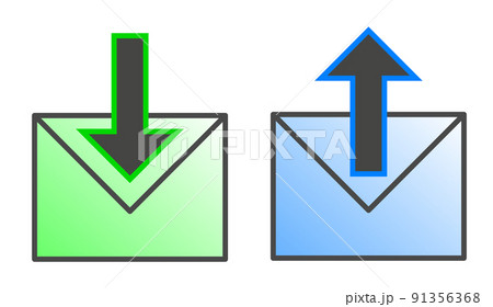 封筒マークでメールの送受信を表したアイコン 91356368