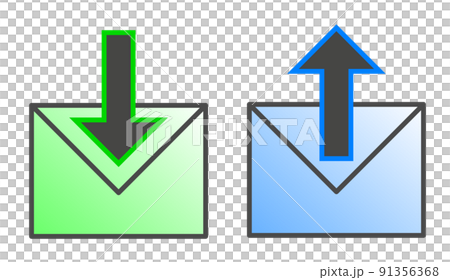 封筒マークでメールの送受信を表したアイコン 91356368