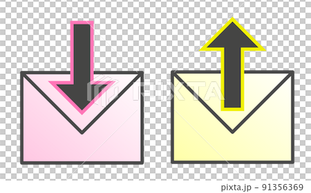 An icon that indicates the sending and receiving of emails with an envelope mark 91356369