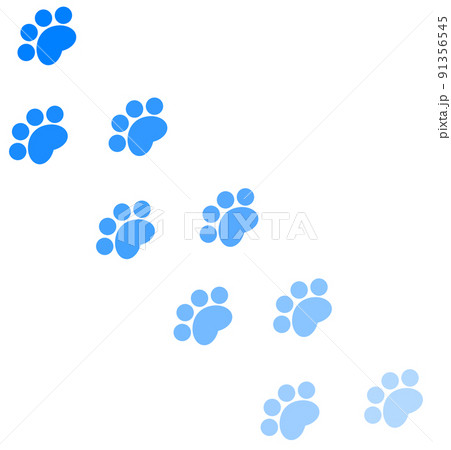 動物が歩いた肉球型の足跡イラストのイラスト素材