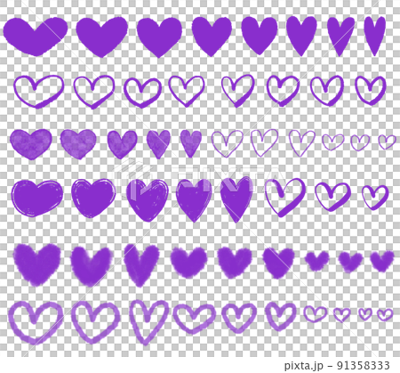手繪簡單的心插畫素材集(紫色) 手繪簡單的心插畫素材集(紫色) 91358333