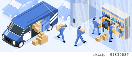 Post Terminal Horizontal Illustration 91359687