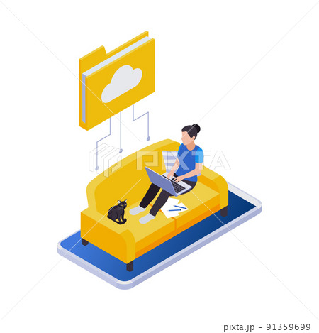 Working On Sofa Composition 91359699