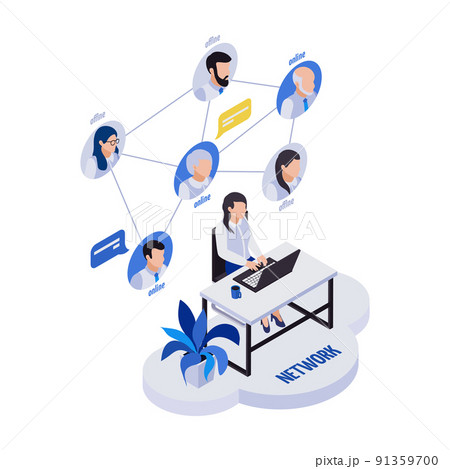 Remote Networking Isometric Composition 91359700