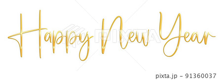 Golden Text Happy New Year cut out 91360037