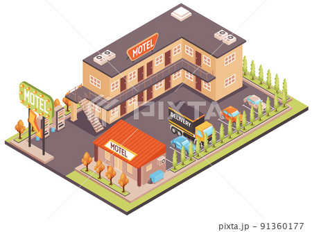 Motel Color Illustration 91360177